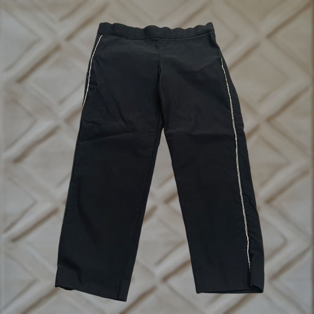 Vintage Beaded Retrology Ankle Pants Womens Large Black Straight Casual Pull On 32x25.5 Size 36" / US 14 / IT 50 - 1 Thumbnail