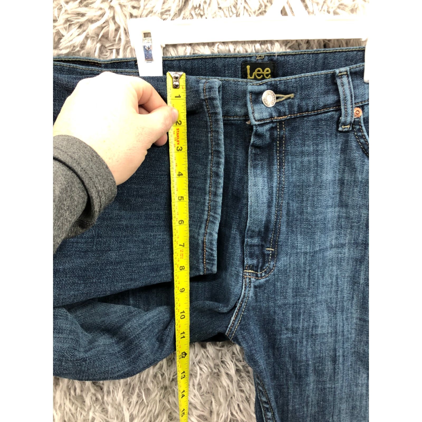 Lee Lee Jeans Mens Regular 38x32 Straight Leg Denim Blue Dark Wash Mid Rise 5-Pocket Comfort Brand Lee Modern Series Size US 38 / EU 54 - 4 Thumbnail