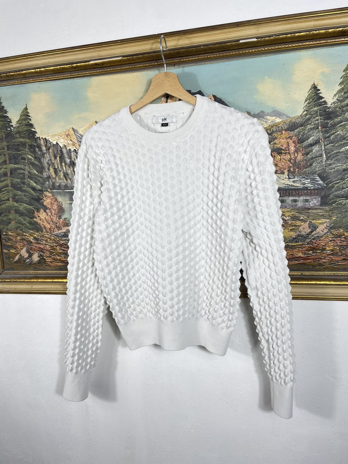 Designer × Eytys Eytys White Ribbed Spikes Sweatshirt Crewneck Sweater Size US XS / EU 42 / 0 - 2 Thumbnail