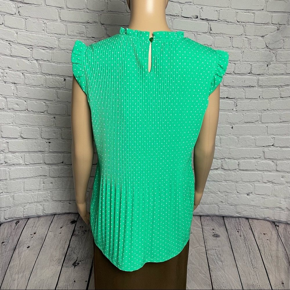 Adrianna Papell NWT New $59 Adrianna Papell Ruffled Neck Pleated Knit Green Size M / US 6-8 / IT 42-44 - 4 Thumbnail