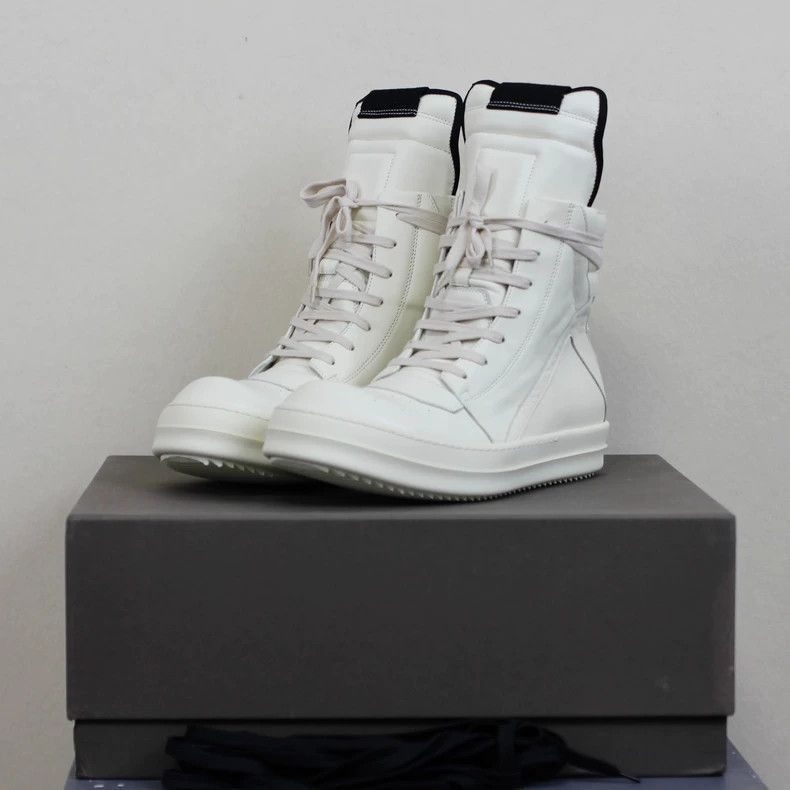 Rick Owens rickowens milk white high top sneakers-2508 Size US 5 / EU 37 - 2 Thumbnail