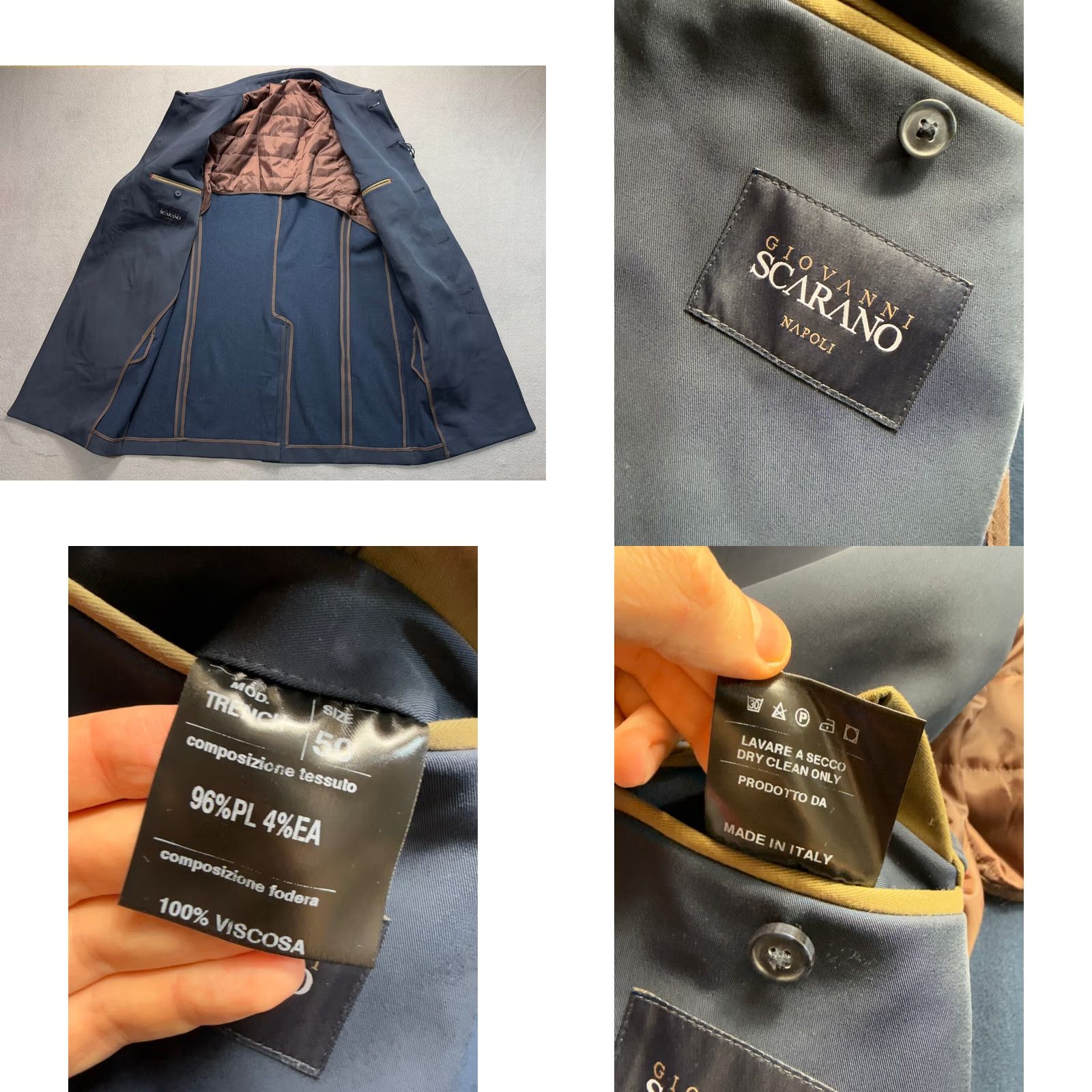 Vintage Giovanni Scarano Napoli Blue Trench Coat Mens Coat 50 Blue Trench Coat Size US M / EU 48-50 / 2 - 8 Thumbnail