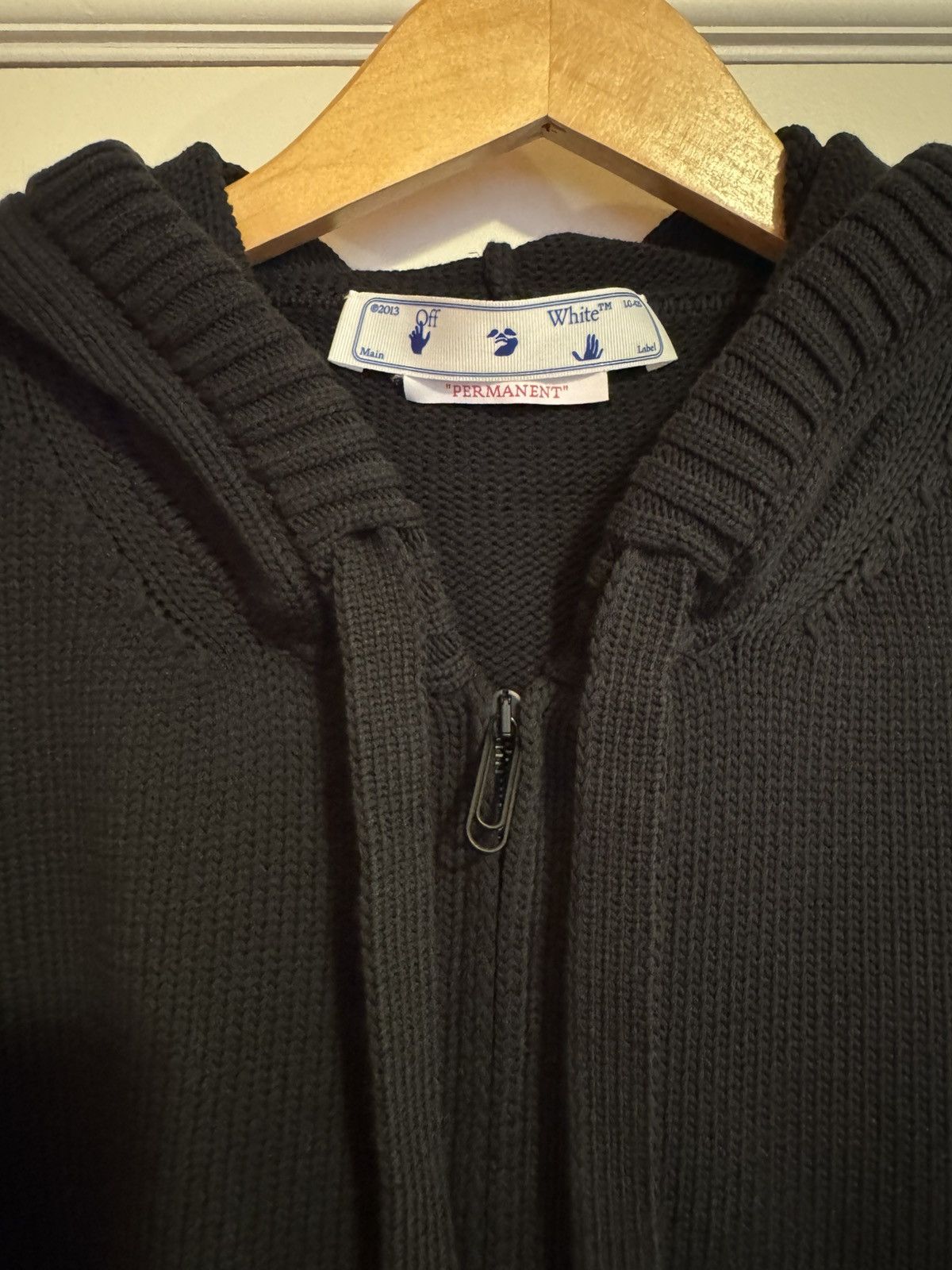 Off-White OFF-WHITE Men’s Diagonal Knit Zip Black Hoodie BMWT Size XL Size US XL / EU 56 / 4 - 3 Thumbnail