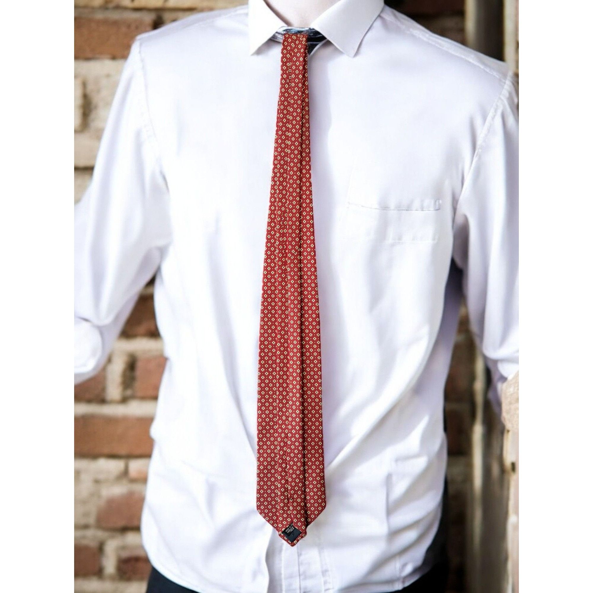 Vintage Vintage Giulio Randi Red Geometric Silk Tie – Made in Italy Size ONE SIZE - 4 Thumbnail