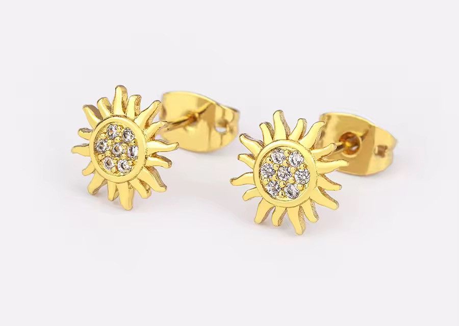 Jewelry Sun Stud Earrings for Men Women Streetwear Punk Hip Hop Size ONE SIZE - 4 Thumbnail