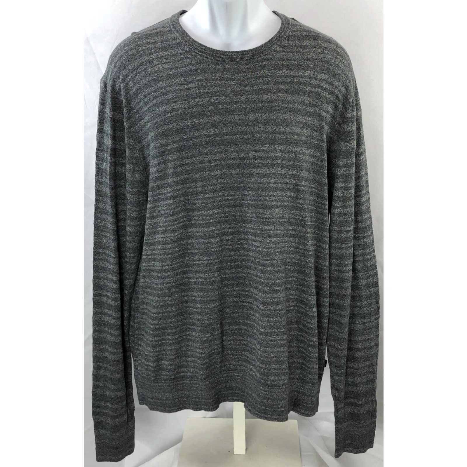 Michael Kors Michael Kors Women's XL Gray Stripe Cotton Knit Sweater Pullover Long Sleeve Crew Neck, Classic City Preppy Size US XL / EU 56 / 4 - 5 Thumbnail