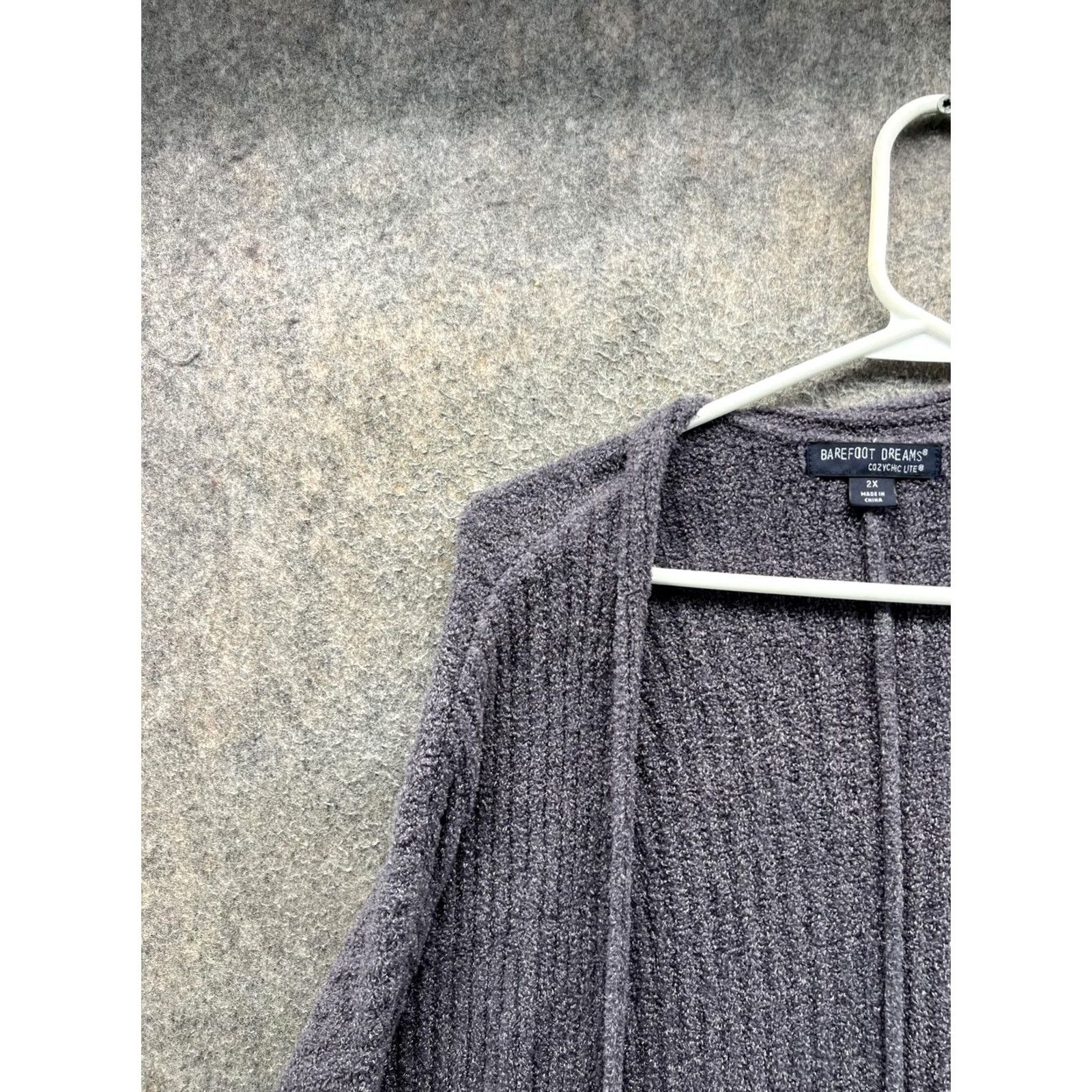 Vintage Barefoot Dreams Cardigan Womens 2X Gray CozyChic Lite Open Front Plus Size Dolman Sleeve Knit Open Front Lightweight Casual Fall Womens Size XXL / US 16-18 / IT 52-54 - 6 Thumbnail