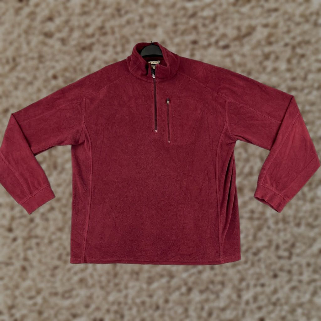Vintage LL Bean Sweater Mens Large Red Long Sleeve 1/4 Zip Fleece 100% Polyester Pocket Size US L / EU 52-54 / 3 - 1 Thumbnail