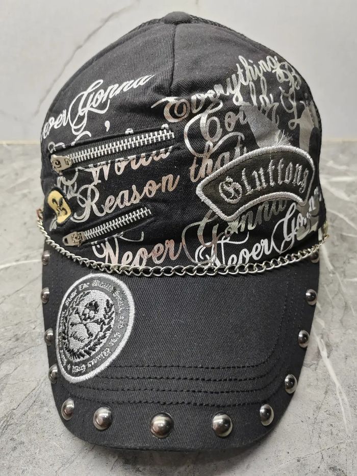 Hysteric Glamour Vintage Skulls Patches Distressed Style Cap Hat Size ONE SIZE - 2 Thumbnail