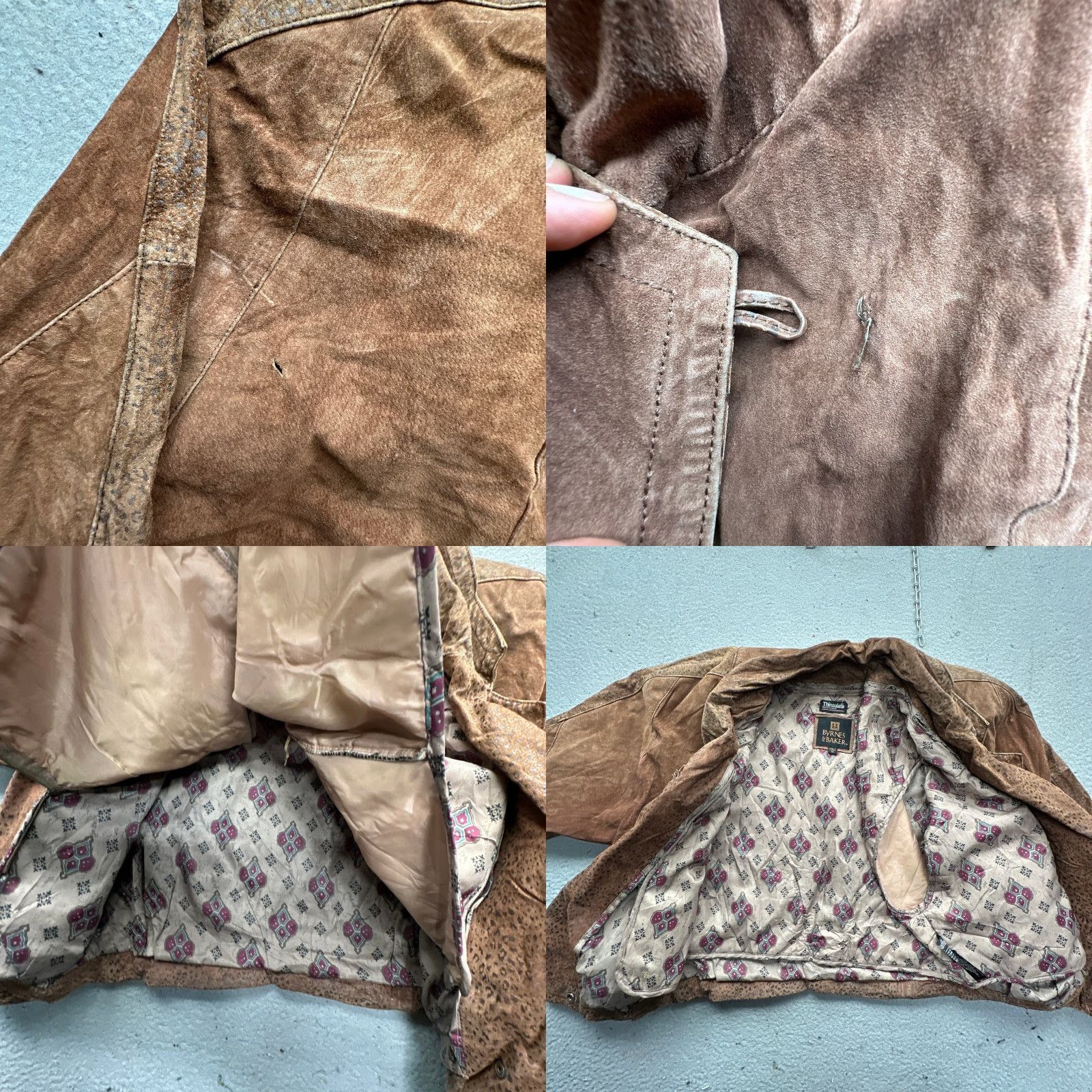 Vintage VINTAGE Byrnes & Baker Bomber Jacket Women Medium Suede Leather Thinsulate Lined Solid Brown 80s 90s Mens Womens Size M / US 6-8 / IT 42-44 - 8 Thumbnail