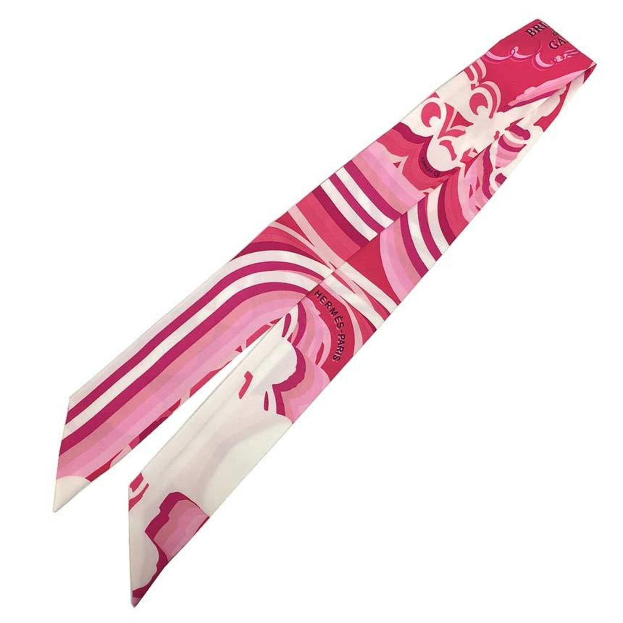 Hermes HERMES Twilly Scarf/Muffler, BRIDES DE GALA SHADOW, Rose/White/Fuchsia, 100% Silk Size ONE SIZE - 1 Thumbnail