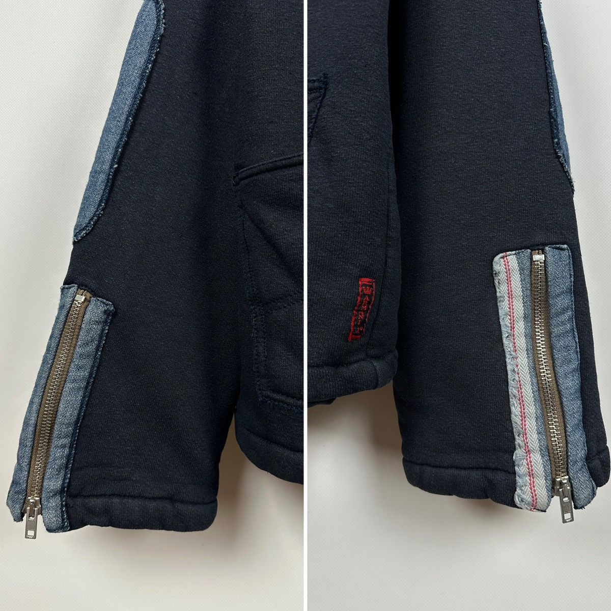 Armani 90s Vintage Armani Jeans Patchwork Hemp/Cotton Navy Jacket Size US XL / EU 56 / 4 - 11 Thumbnail