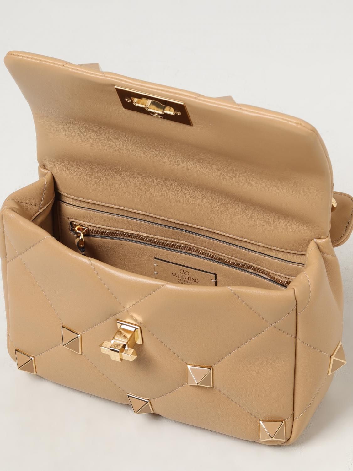 Valentino o1s22i1n0924 Size: OS / Roman Stud Shoulder Bag in Beige Size ONE SIZE - 4 Thumbnail