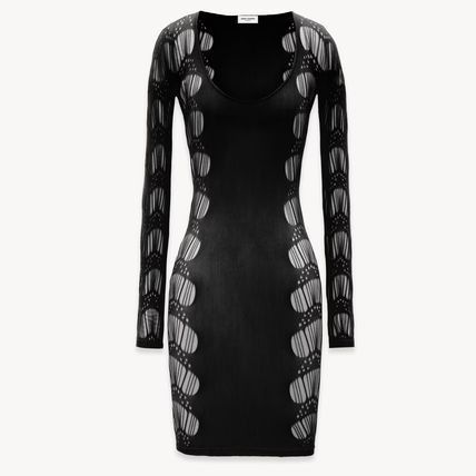 Saint Laurent Paris o1bcso1str1125 Dress In Ladder Knit Jersey in Black Size S / US 4 / IT 40 - 1 Thumbnail
