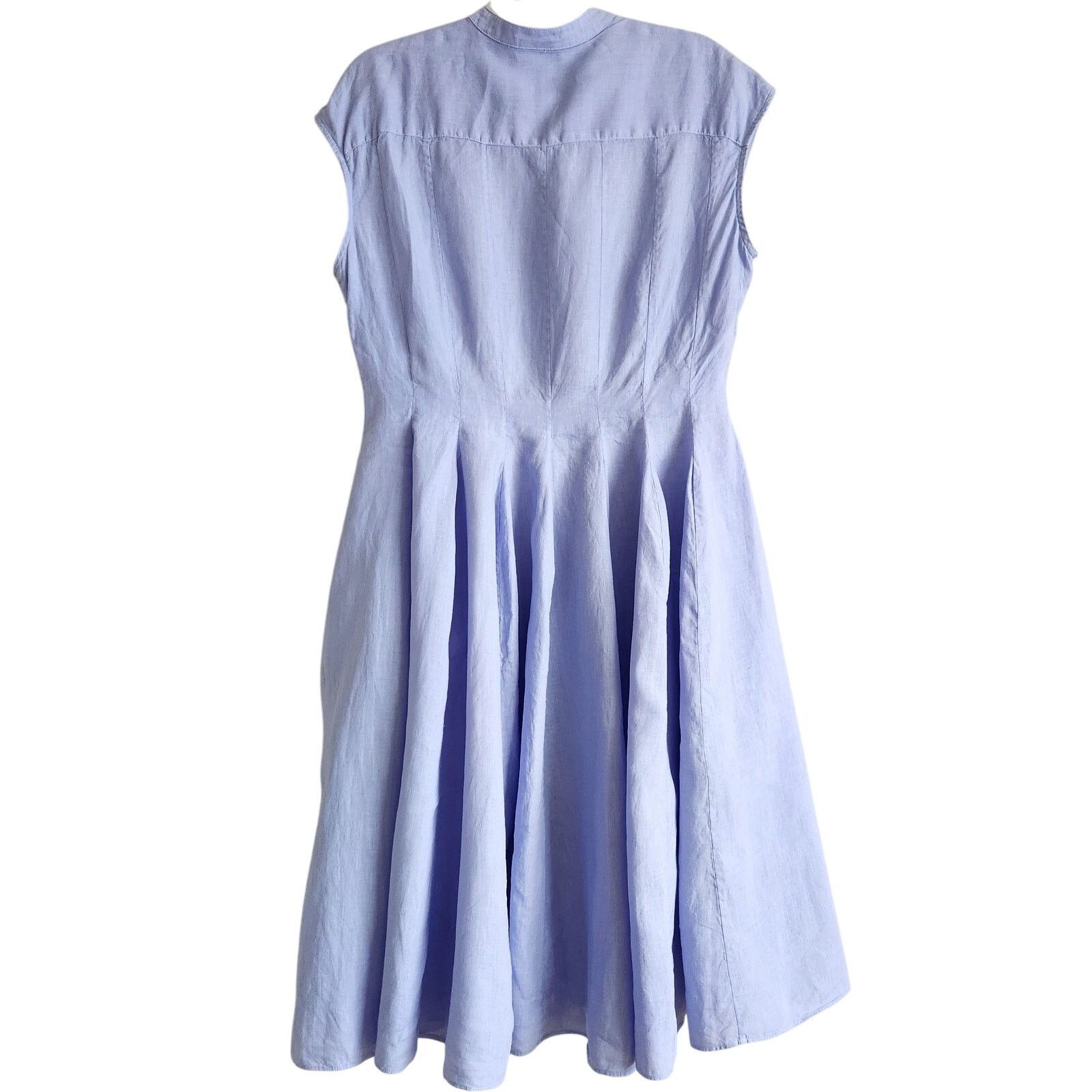 Aspesi Aspesi Women Lilac Linen Flare Midi Dress Size EU 44 / L Size L / US 10 / IT 46 - 7 Thumbnail