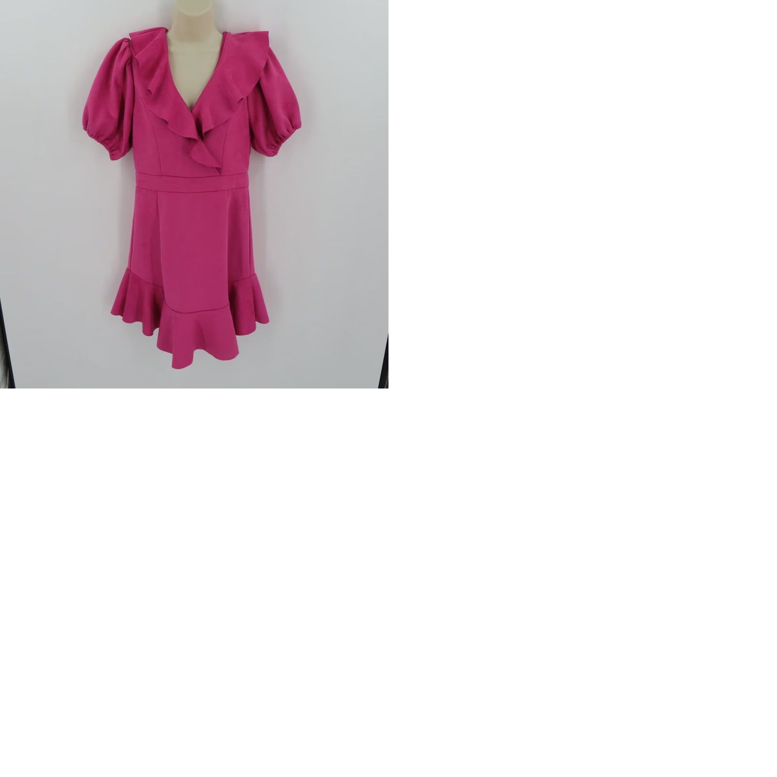 Vintage Fate Womens Large Pink Ruffle V-Neck Short Sleeve Dress Sundress Casual Party/Cocktail NEW No Tags Size 36" / US 14 / IT 50 - 9 Thumbnail