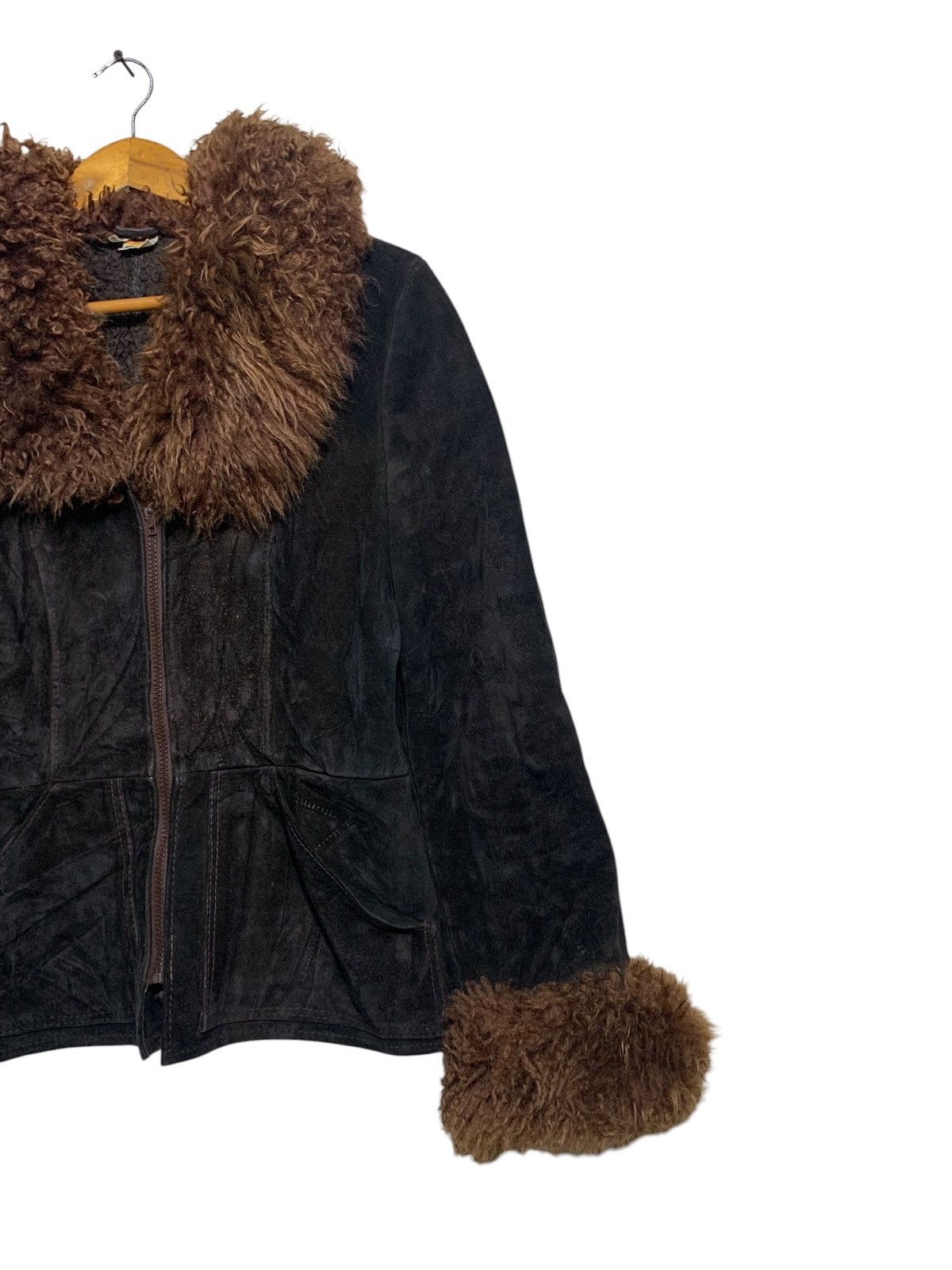 Genuine Leather 🔥BETTY BARCLAYS LEATHER FUR JACKETS BROWN Size M / US 6-8 / IT 42-44 - 3 Thumbnail