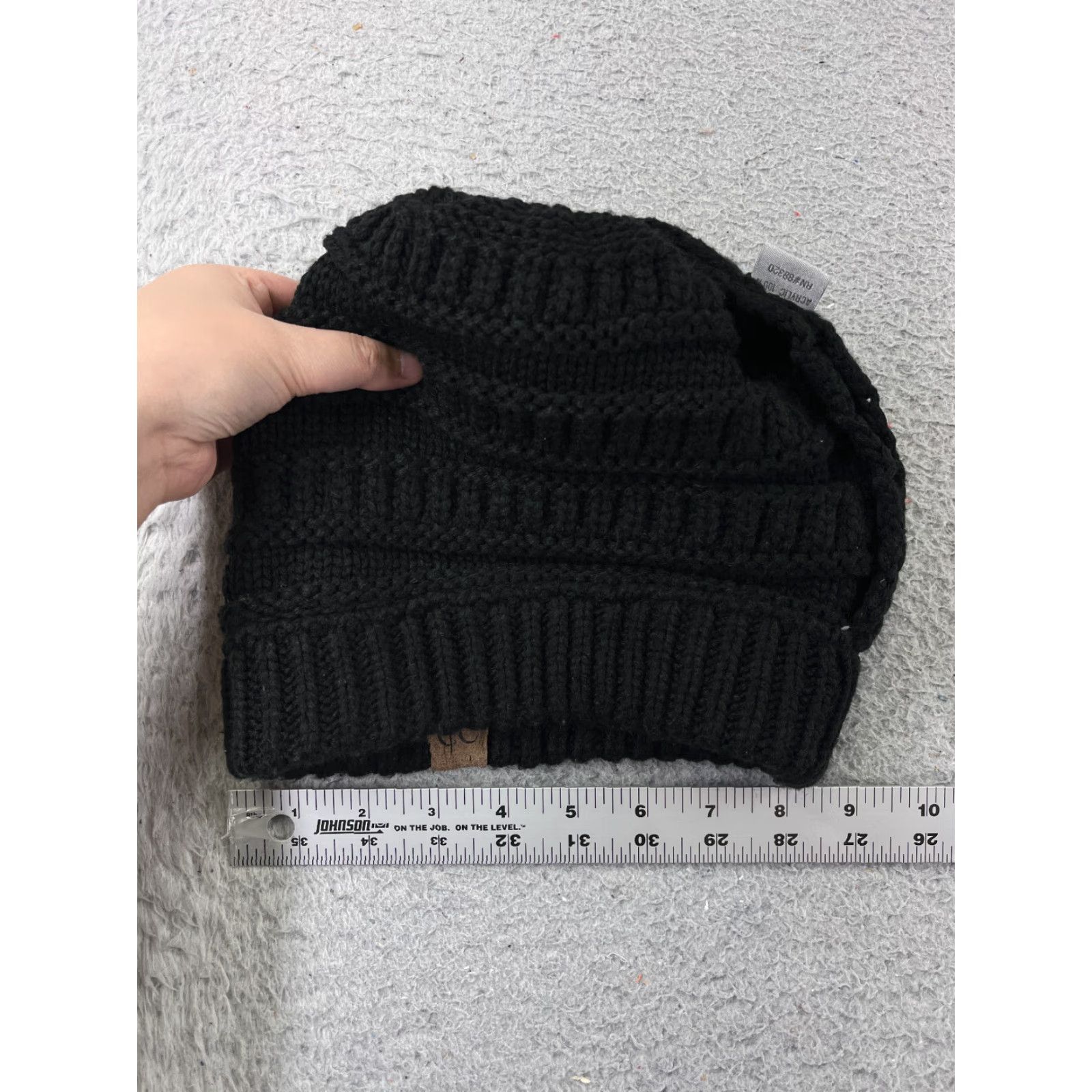 Vintage C.C Exclusives Beanie Toque Womens One Size Black Knit Acrylic Faux Fur Pom Size ONE SIZE - 6 Thumbnail