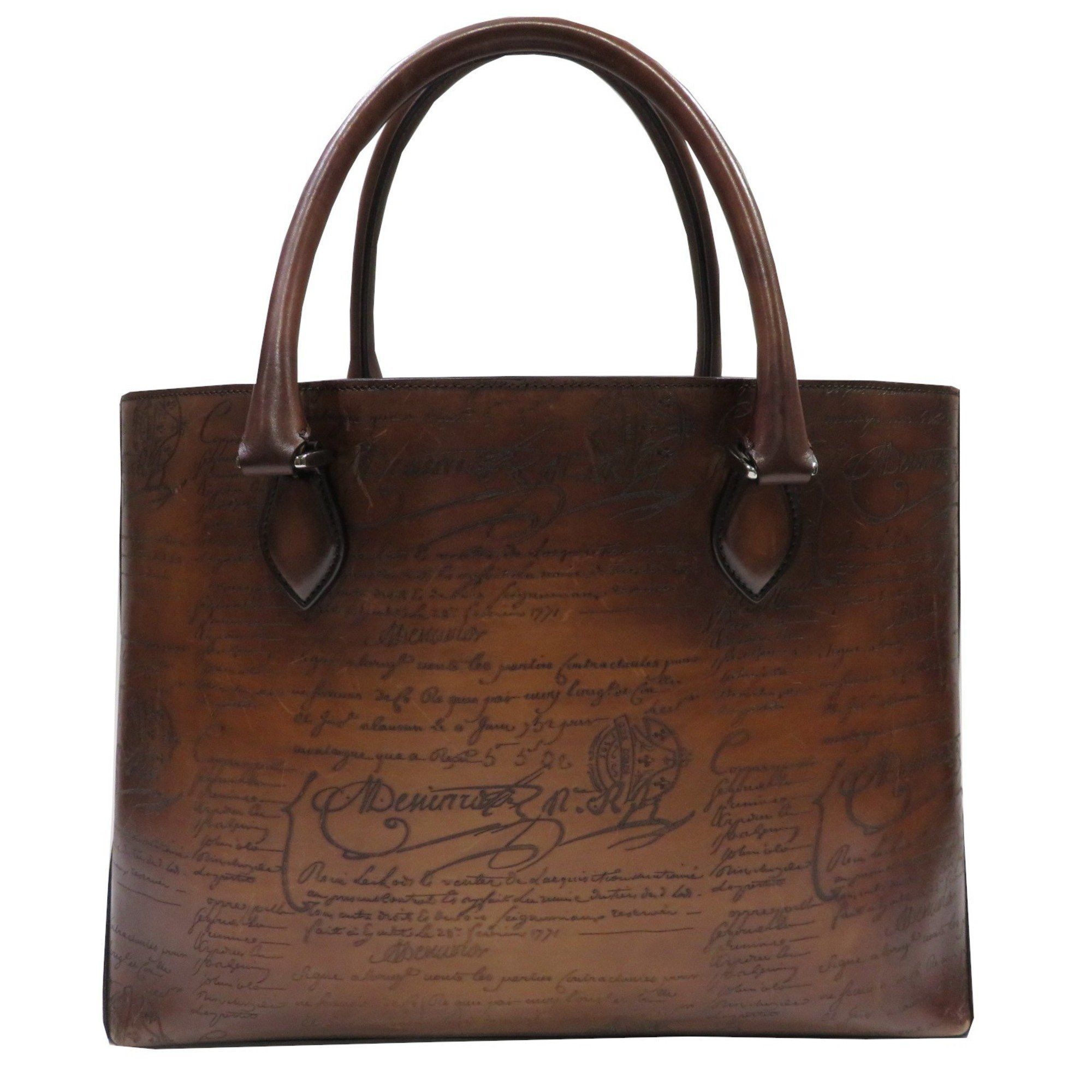 Berluti Berluti Toujour Scritto Leather Tote Bag Brown Venezia 