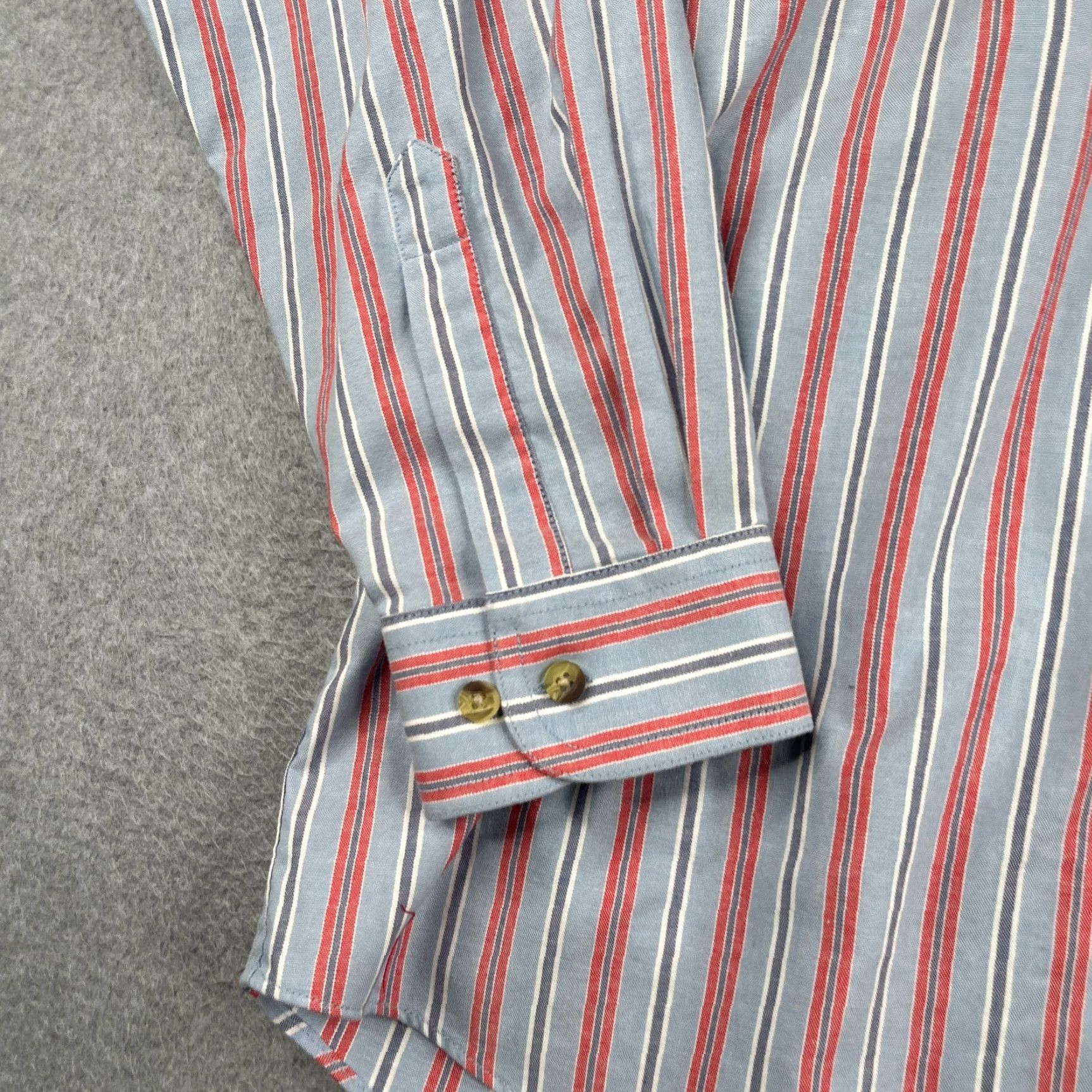 Vintage L.L. Bean Shirt Striped Button-Up Long Sleeve Blue Red Mens Regular Size L Size US L / EU 52-54 / 3 - 2 Thumbnail