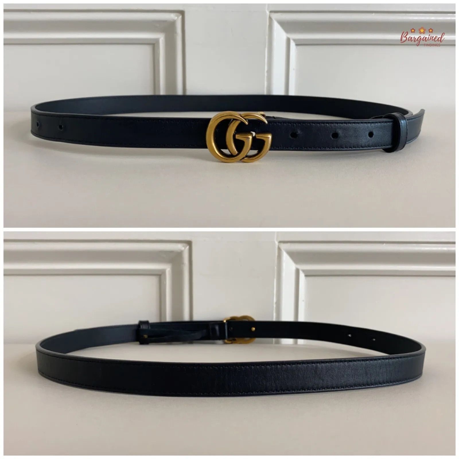 Gucci Gucci Smooth Leather Slim Signature Double G Buckle Belt Size 30 - 2 Thumbnail
