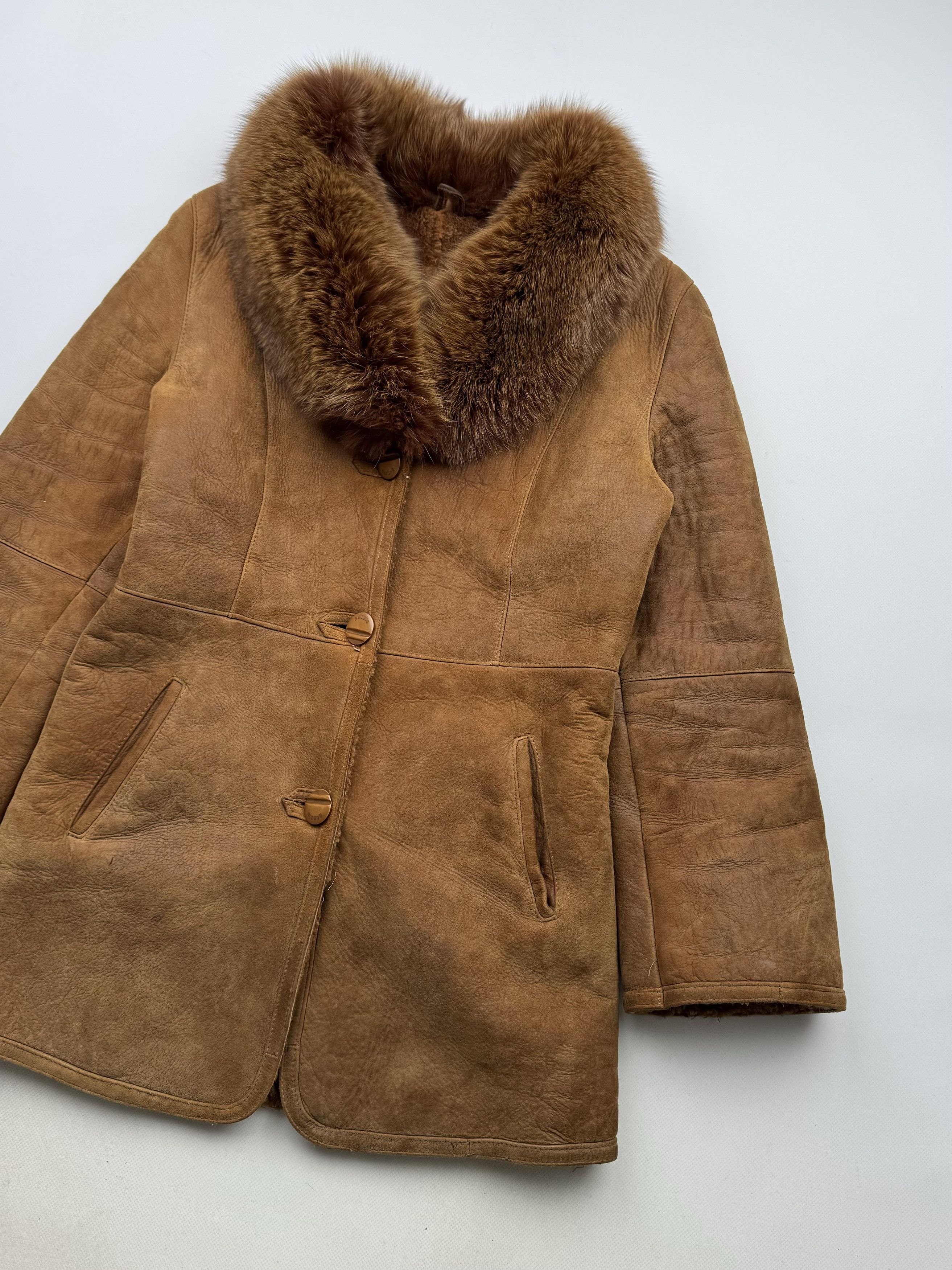 Japanese Brand 90's Real Sheepskin Coat With Real Fur Neck B99(V252)E2 Size M / US 6-8 / IT 42-44 - 3 Thumbnail