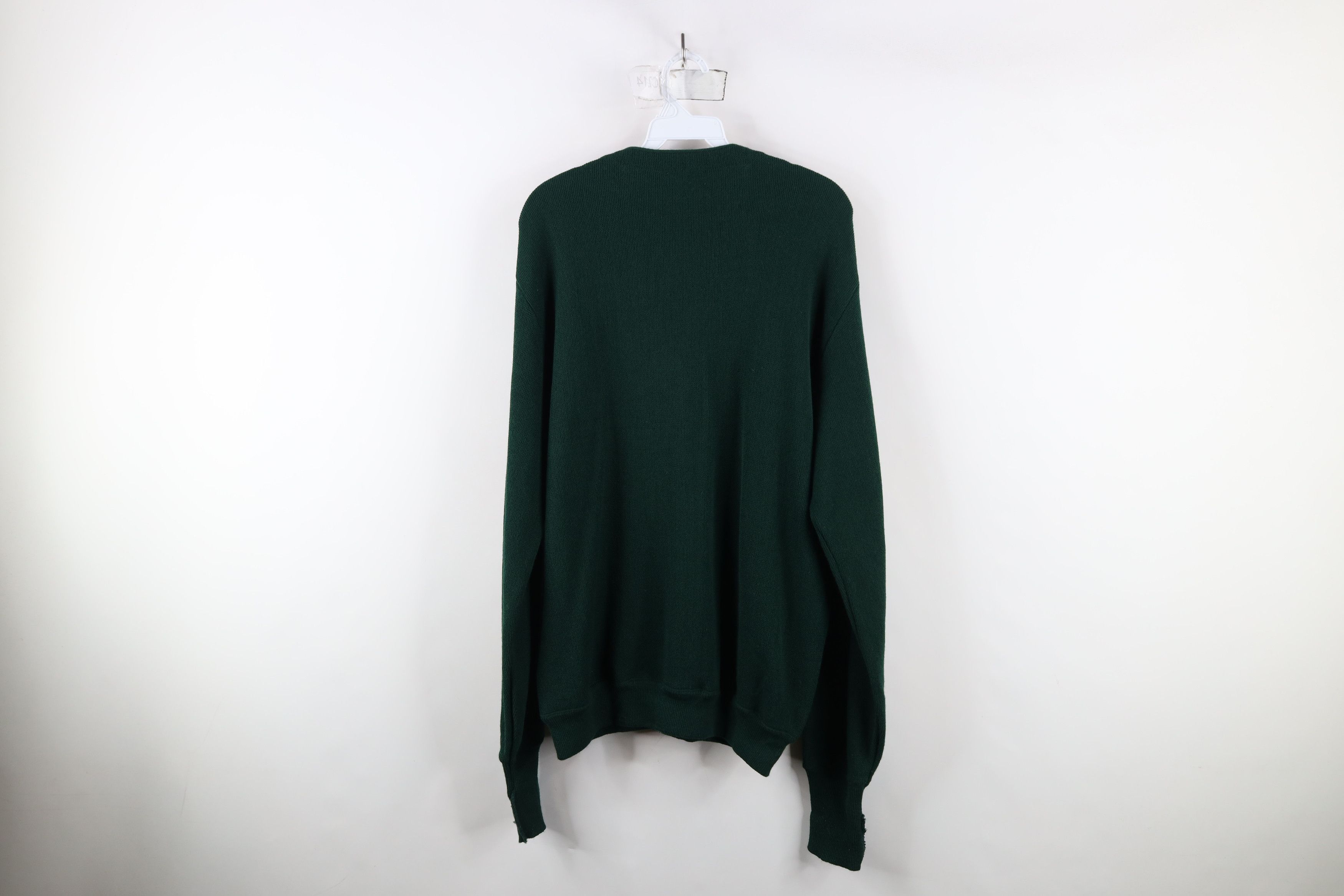 Izod × Vintage Vintage 90s Izod Knit Cardigan Sweater Hunter Green Acrylic Size US L / EU 52-54 / 3 - 9 Thumbnail
