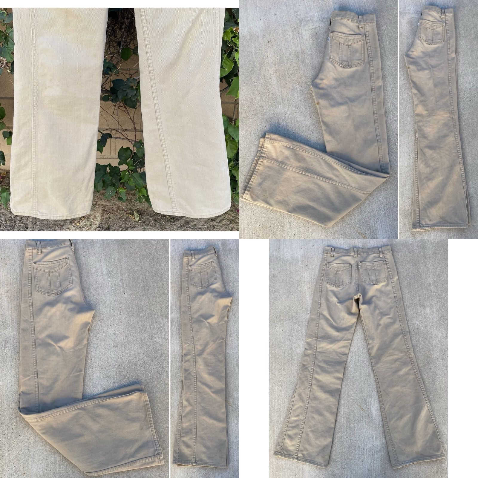 Levi's VINTAGE Levi’s Beige Tan White Tab Flare Pants 30x34 70s Talon 42 Zip Mens Womens Size 30" / US 8 / IT 44 - 9 Thumbnail
