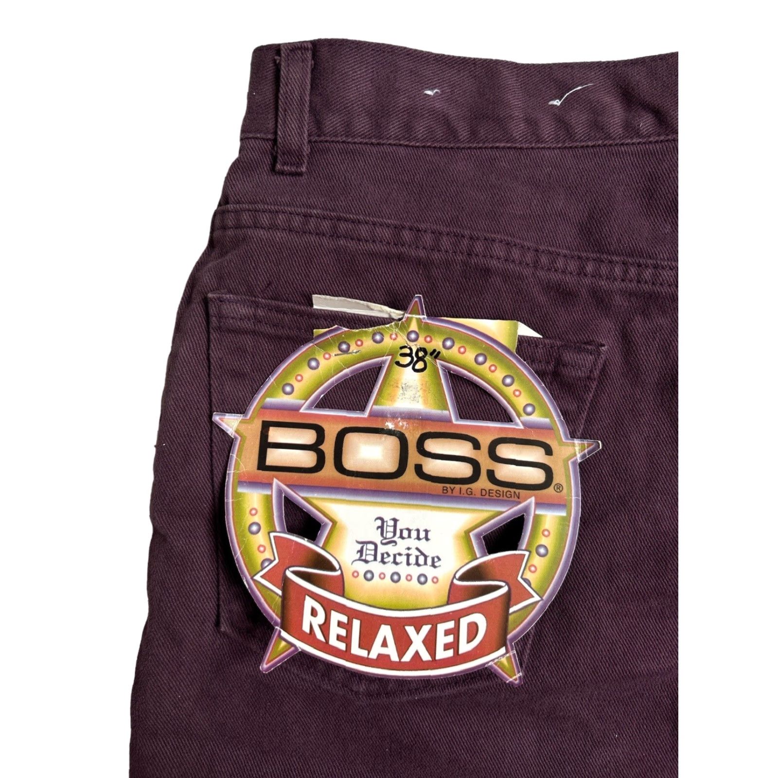 Vintage VINTAGE BOSS by IG design relaxed basic jean shorts Mens 38 Purple 90s USA NOS NWT, 12” rise, 11” inseam Size US 38 / EU 54 - 4 Thumbnail