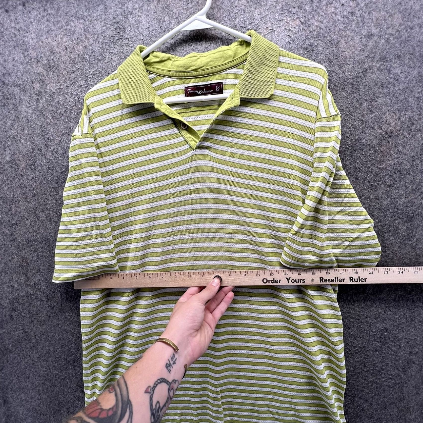 Tommy Bahama Tommy Bahama Golf Polo Shirt Mens L Green Stripe Knit Short Sleeve Casual Size US L / EU 52-54 / 3 - 3 Thumbnail