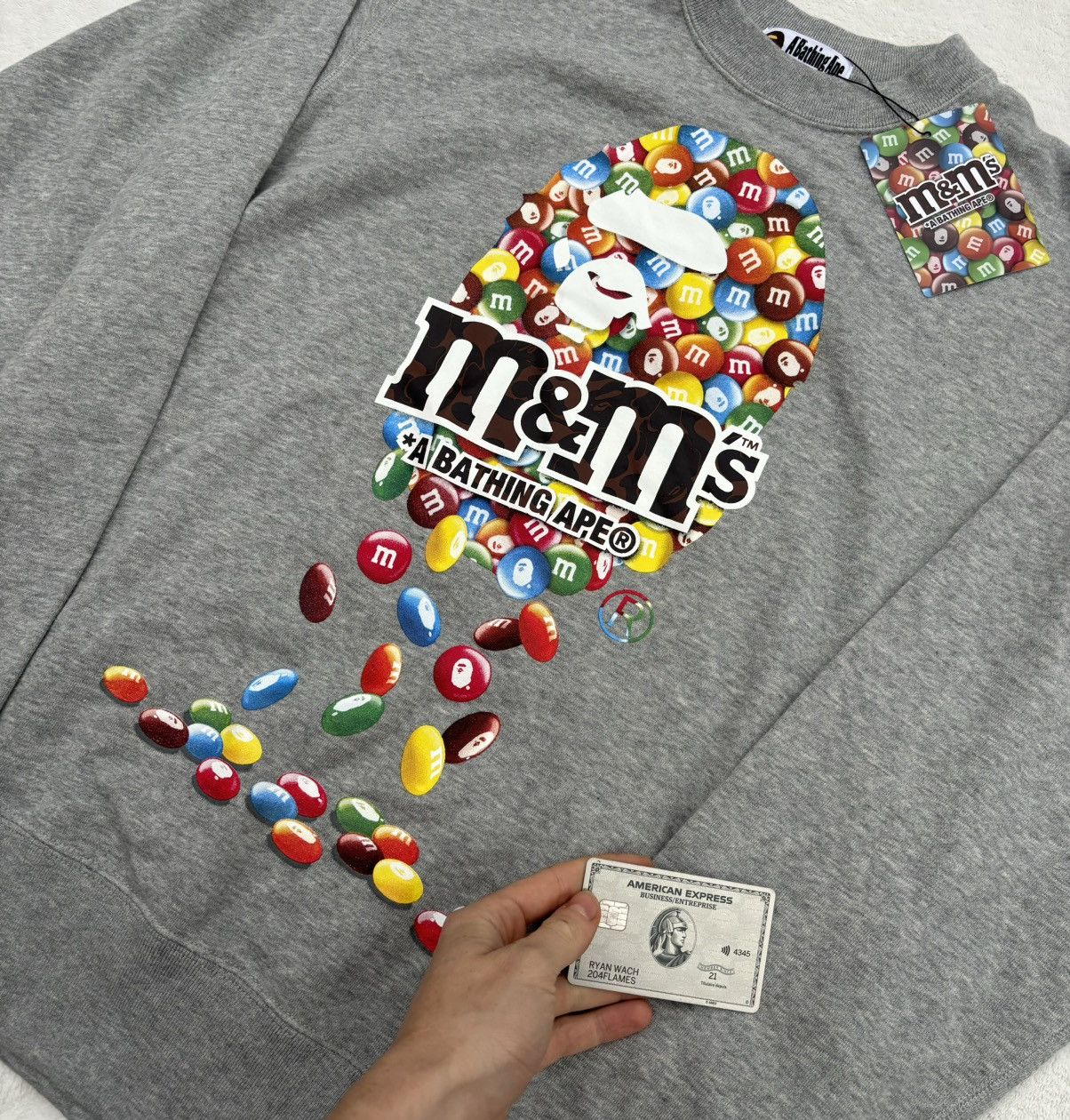 Bape Bape x M&M Grey Ape Head Crewneck Size US L / EU 52-54 / 3 - 2 Thumbnail