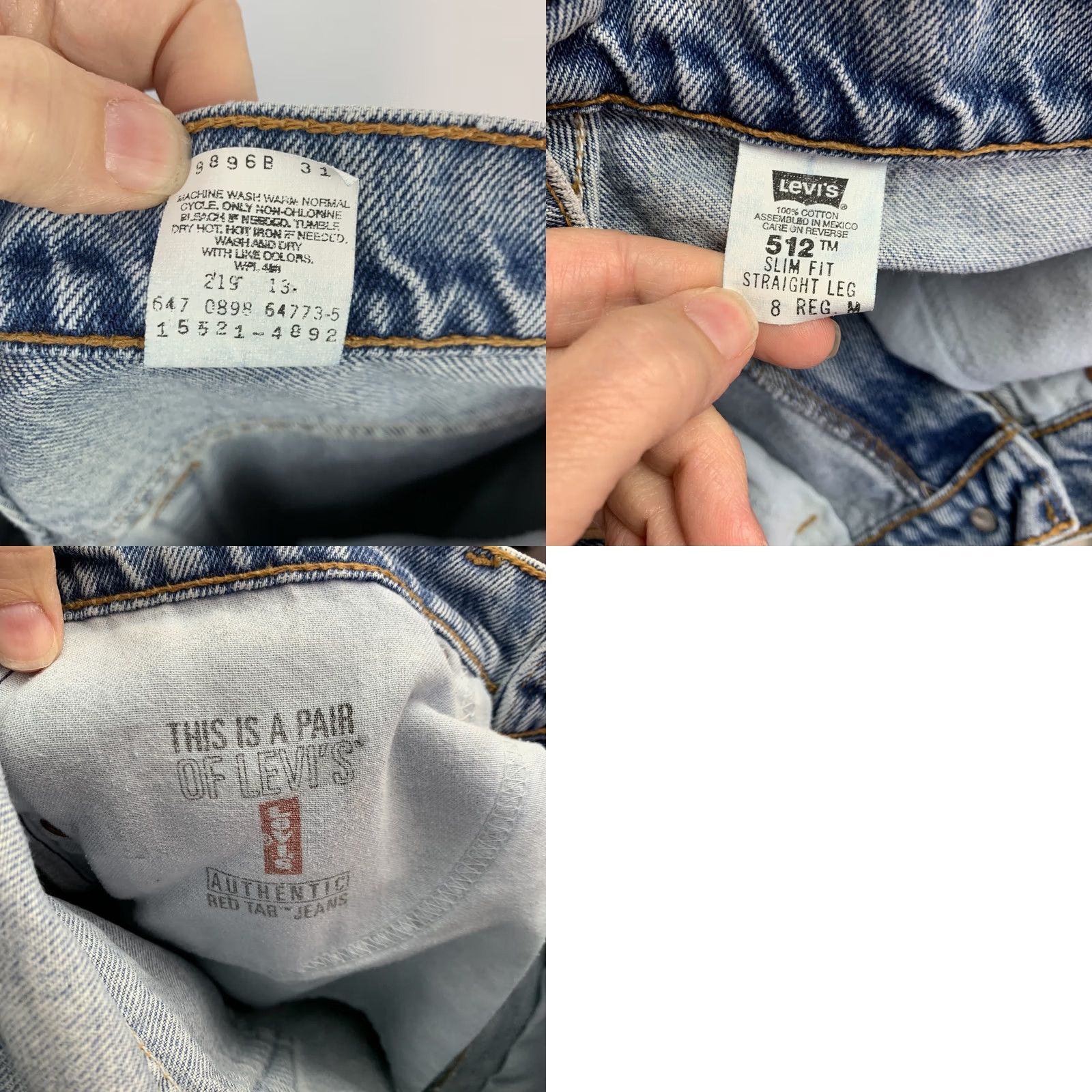 Levi's VINTAGE Levi's 512 Jeans Slim Tapered 8 Regular Blue High Rise 28in 5-Pocket Retro 90s Womens Size 30" / US 8 / IT 44 - 9 Thumbnail