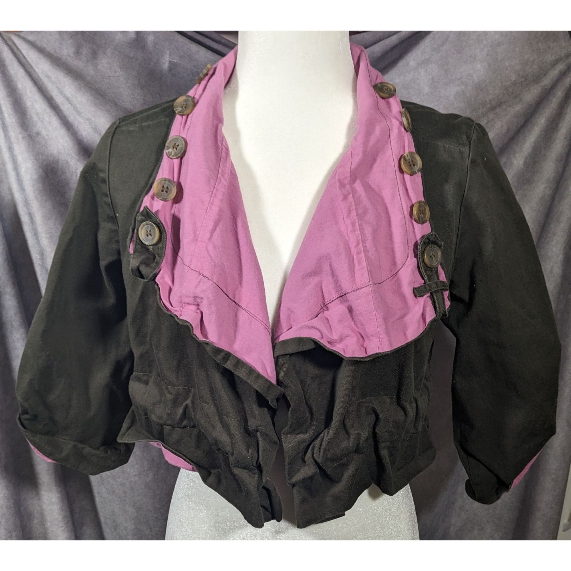 Other Vintage Kaleidoscope Cropped Pink And Grey Button Jacket Siz Size M / US 6-8 / IT 42-44 - 6 Thumbnail