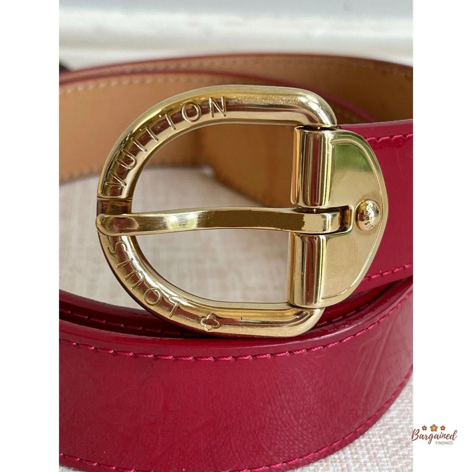 Louis Vuitton Louis Vuitton Pomme D'Amour Monogram Vernis LV Frame Belt Size ONE SIZE - 6 Thumbnail