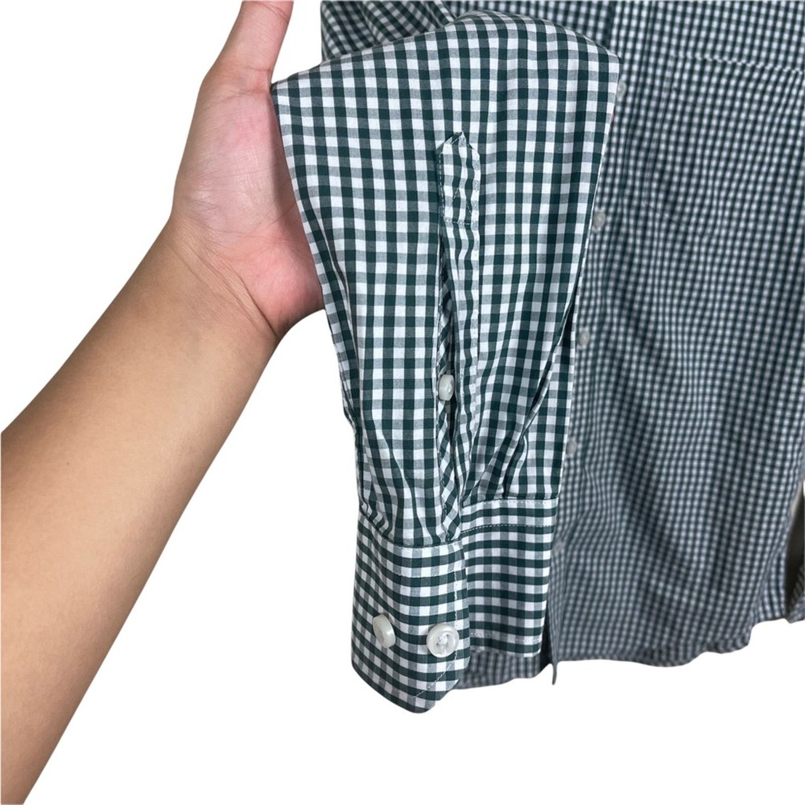 Gap Gap Gingham Long Sleeve Wrinkle Resistant Top Green White S Size US S / EU 44-46 / 1 - 4 Thumbnail