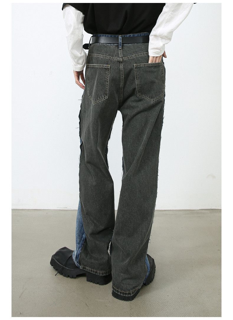 Japanese Brand × Jean American street blue-gray patchwork loose straight jeans Size US 32 / EU 48 - 6 Thumbnail