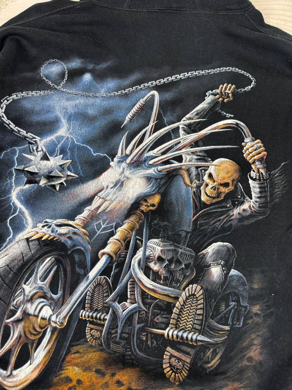 Vintage Spiral Hoodie Ghost Racer Skull Harley Davidson Moto Y2K 90s Size US L / EU 52-54 / 3 - 6 Thumbnail