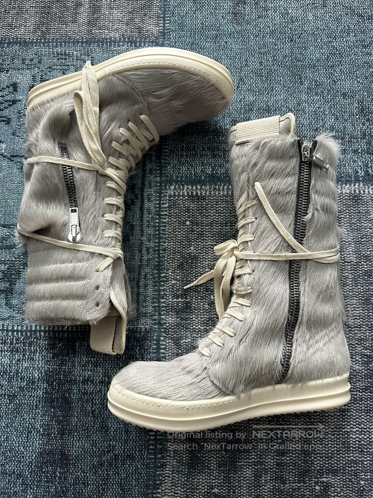 Rick Owens Rick Owens Gray Cow Hair Cargo Boots. Size US 6 / IT 36 - 1 Thumbnail