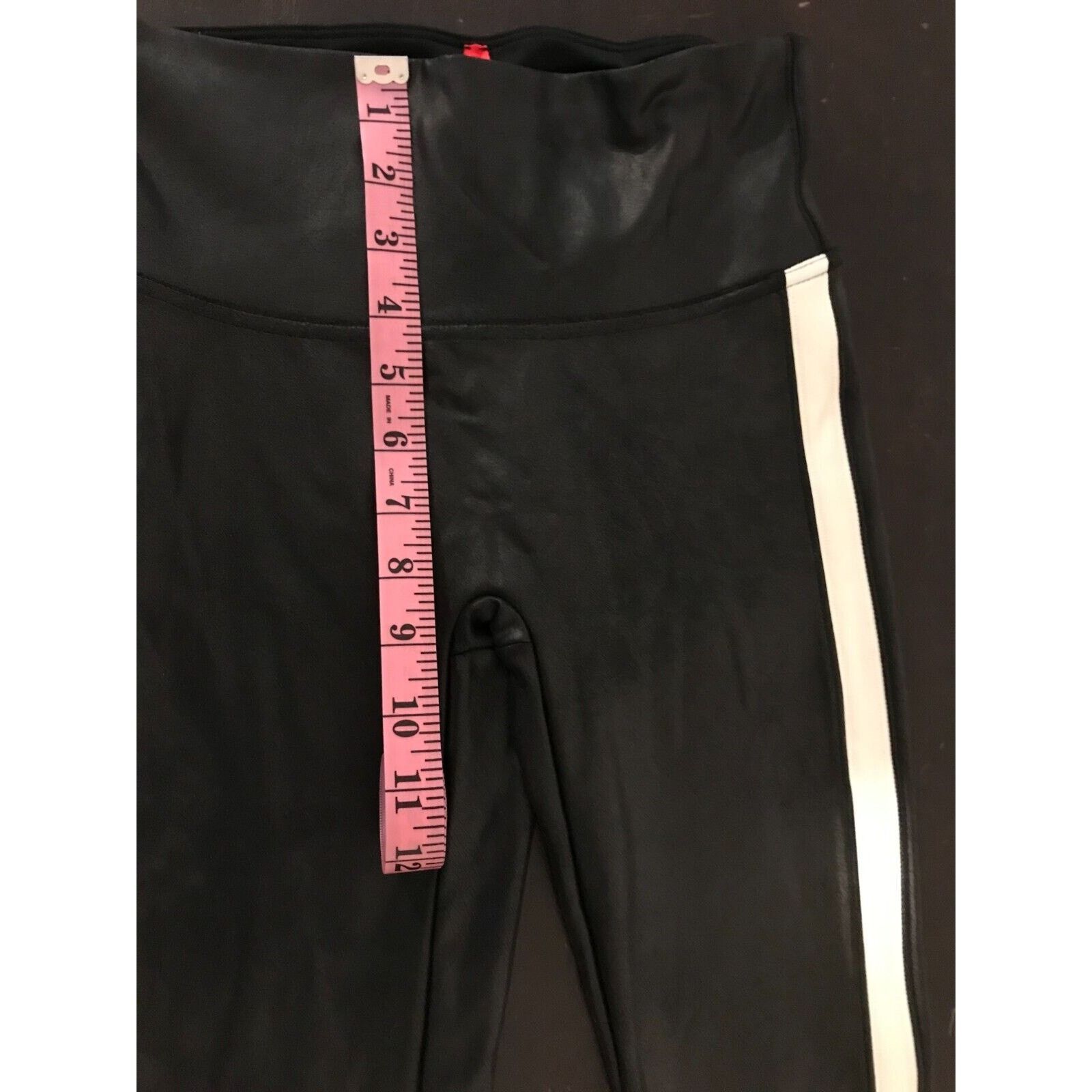 Spanx SPANX Women's Faux Leather Stripe Leggings Very Black/White Size 26" / US 2 / IT 38 - 6 Thumbnail