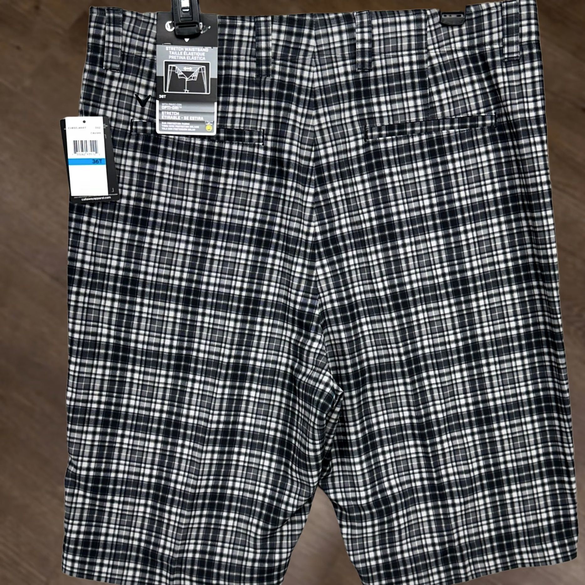 Callaway Callaway Mens Chino Golf Shorts 36 Tall Black Gray Plaid Opti Dri Stretch NEW Size US 36 / EU 52 - 1 Thumbnail