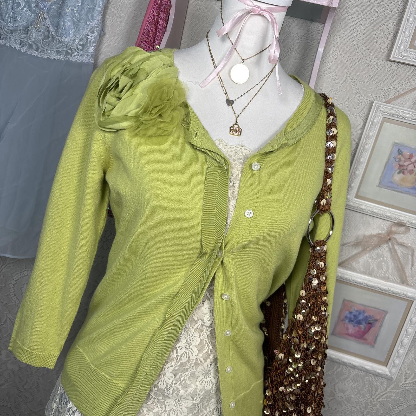 Other y2k green fitted fairy floral cardigan Size M / US 6-8 / IT 42-44 - 3 Thumbnail