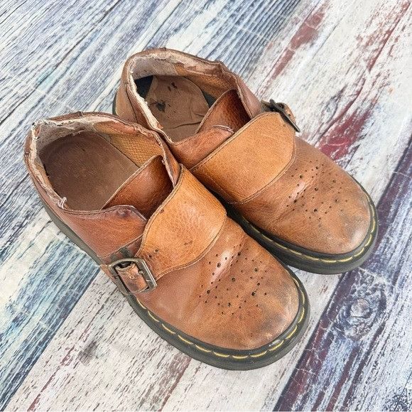 Dr. Martens Vintage 90’s Dr. Martens Tan Leather Monk Strap Chunky Shoes Size US 6 / IT 36 - 2 Thumbnail