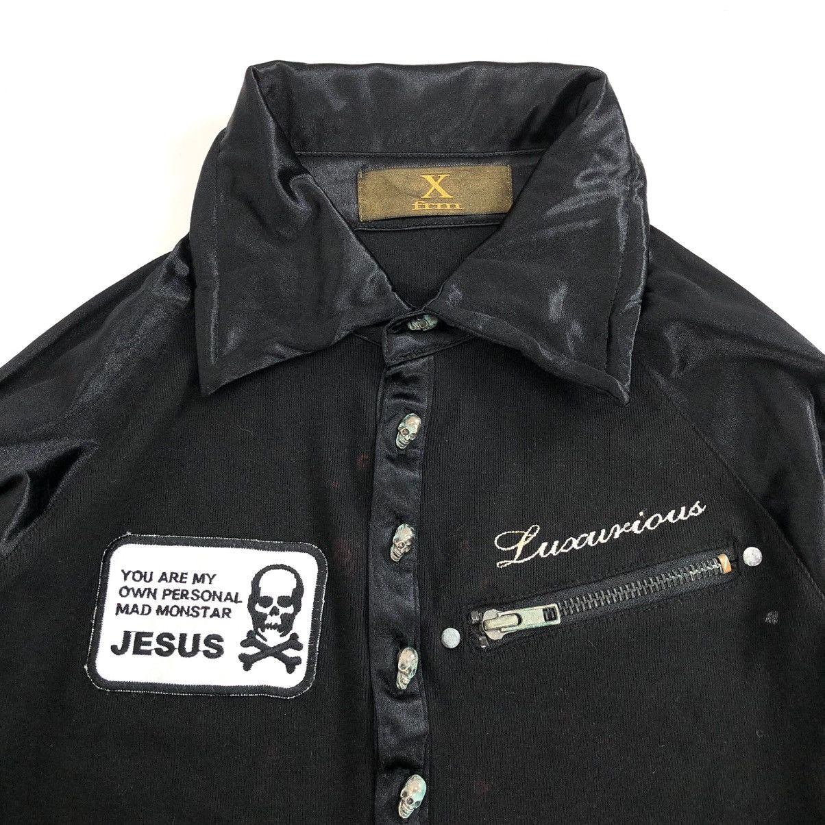 If Six Was Nine × Japanese Brand × Le Grande Bleu (L.G.B.) Xfrm Skulls Jesus Poem Half Lgb Goa Style Button Polo Shirt Size S / US 4 / IT 40 - 12 Thumbnail