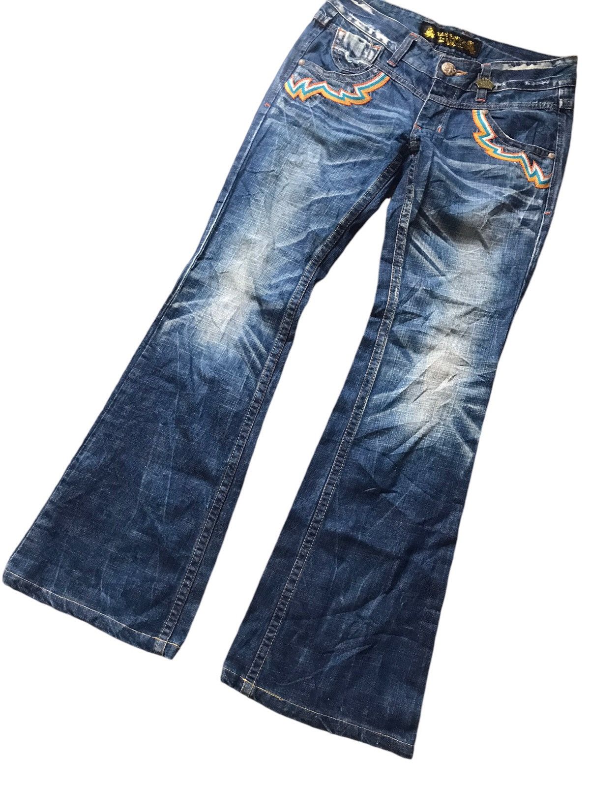 Beauty Beast Red Pepper Japan Co - Mud Washed Emblished Flare Jeans Size US 29 - 3 Thumbnail