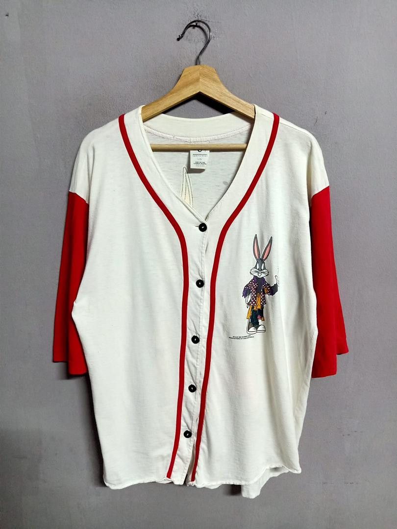 image of 90's Looney Tunes Mlb Jersey Sun Sportwear in White, Men's (Size Large)