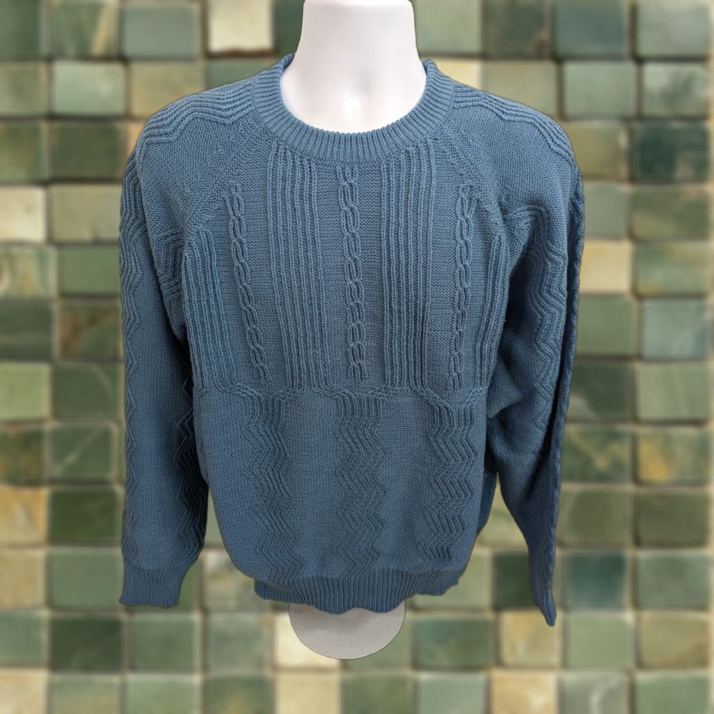 Sears VINTAGE Sears The Mens Store Sweater Pullover Knit Blue Size XL Men Crew Neck Long Sleeve Plaid 80s 90s Grunge Made USA Mens Size US XL / EU 56 / 4 - 1 Thumbnail