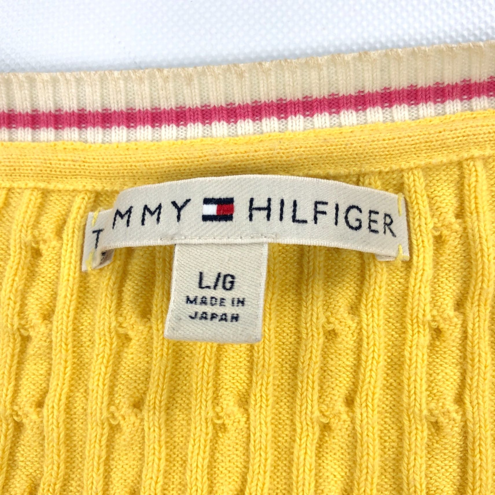 Tommy Hilfiger Tommy Hilfiger Sweater Womens Large Cable Knit Yellow Tennis Preppy Y2K Vintage No Size L / US 10 / IT 46 - 3 Thumbnail
