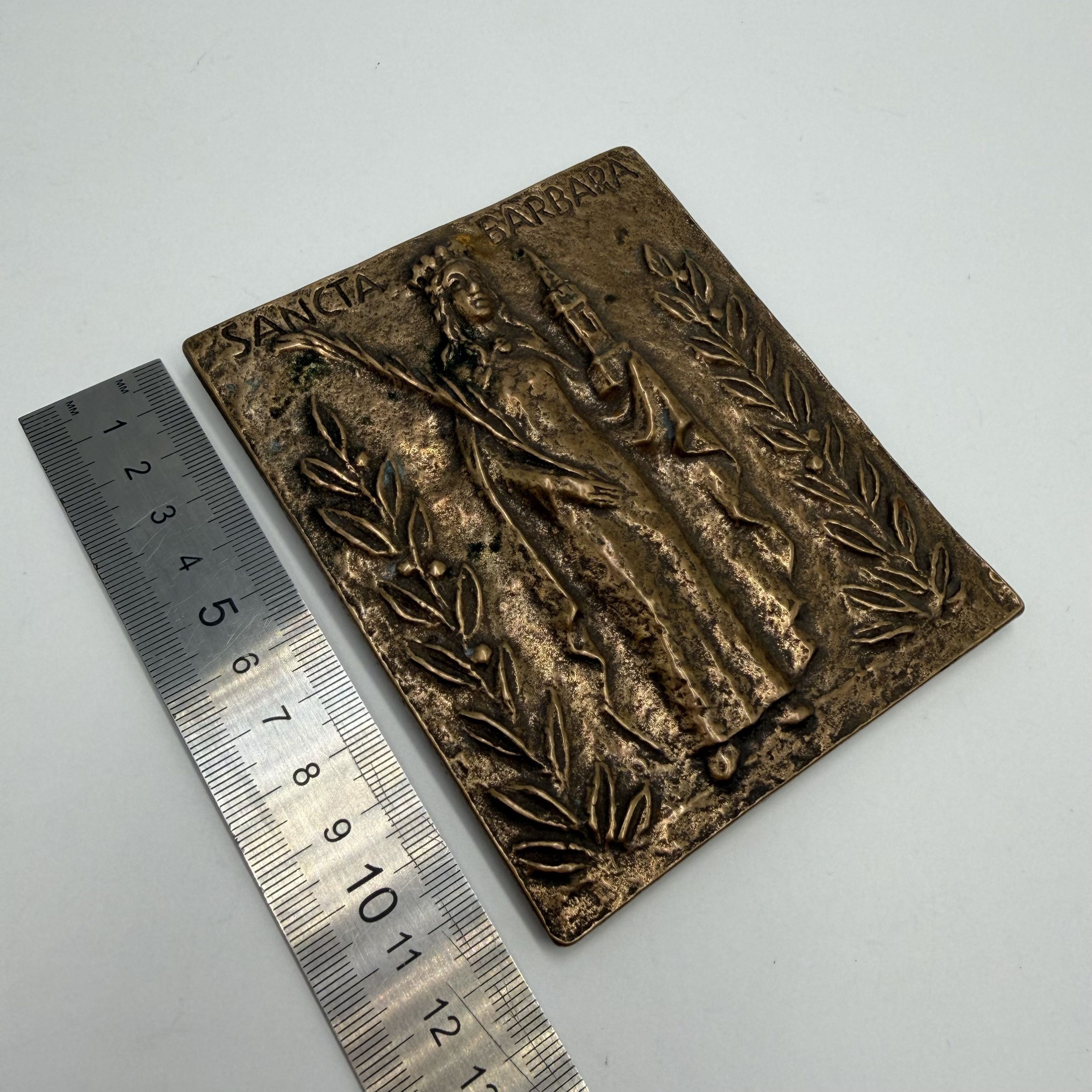 Vintage Vintage Bronze Plaque Sancta Barbara Christian Wall Hang Size ONE SIZE - 4 Thumbnail