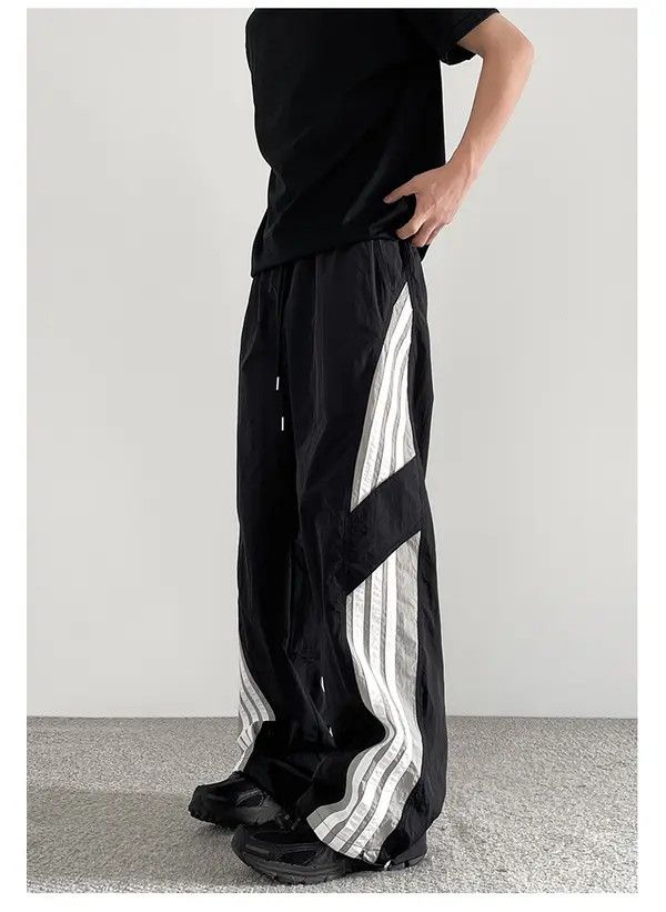 VIBE Black Baggy Striped Sweatpants Size US 30 / EU 46 - 5 Thumbnail