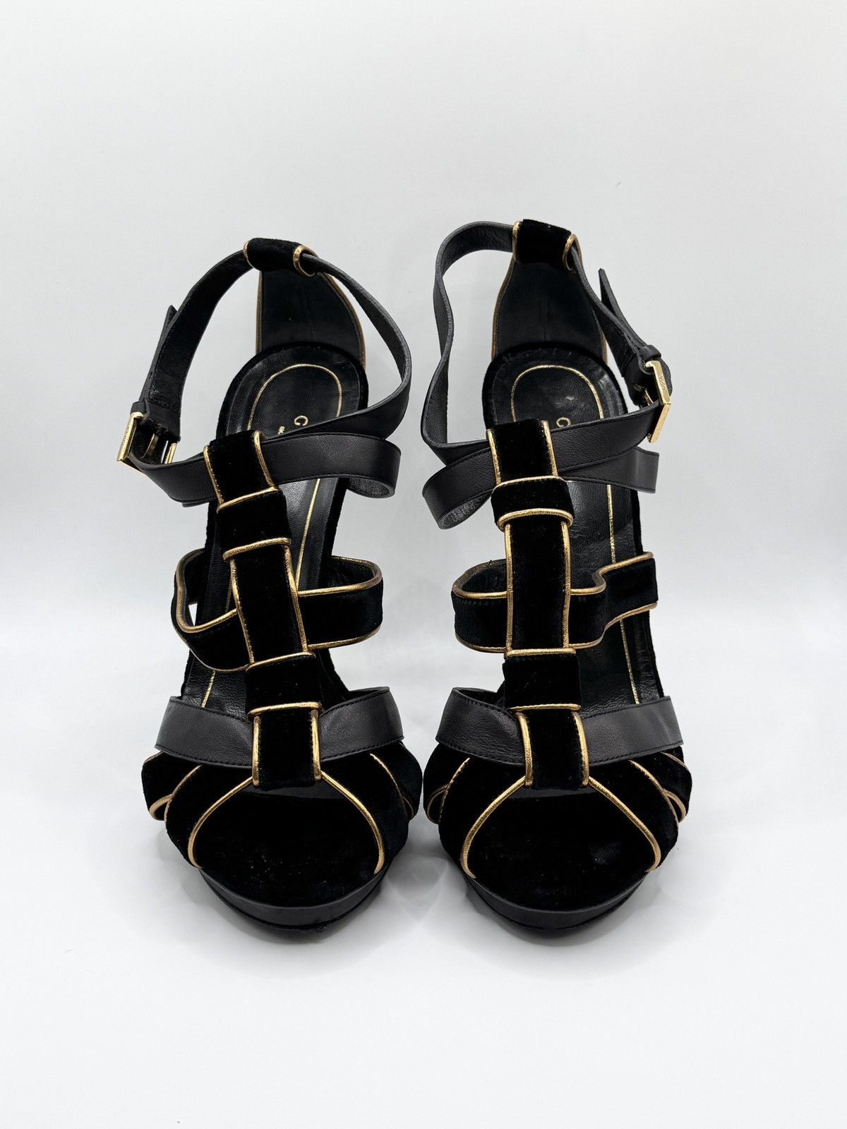 Gucci Vintage Gucci Malika Velvet Gladiator Heels Size US 8 / IT 38 - 3 Thumbnail